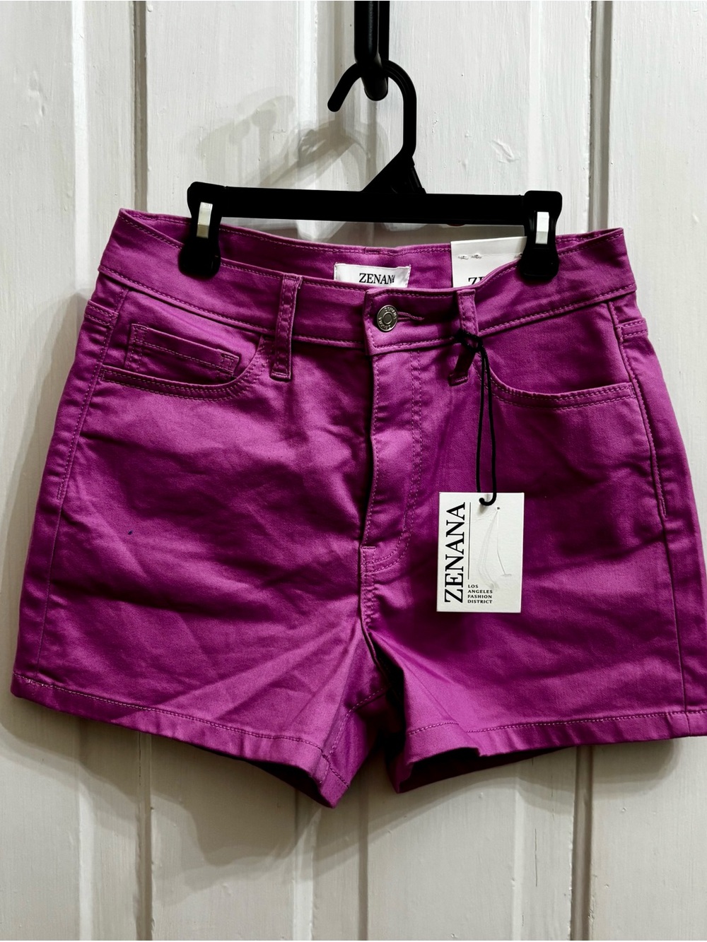 Zenana Outfitters Women's Vibrant Magenta High-Rise Cotton Shorts